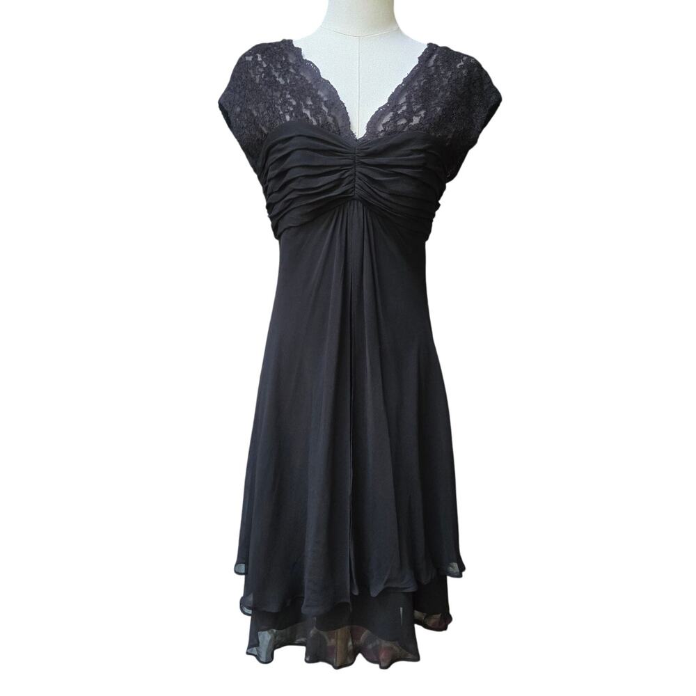 Donna Ricco Vtg Y2K Whimsigoth Fairy Grunge Sheer Silk Lace Babydoll Dress 10P